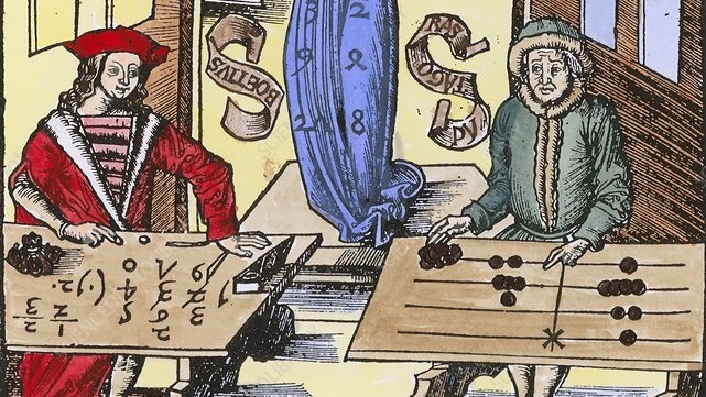 Gregor_Reisch,_Margarita_Philosophica,_1508 | Allegory of Arithmetic (1504) by Gregor Reisch. This image shows the Ancient Greek philosopher and mathematician Pythagoras (c.580-c.490 BC) using an abacus (right), while the Roman philosopher Ancius Boethius (c.525-c.480 BC) uses arabic numerals and mathematical symbols.