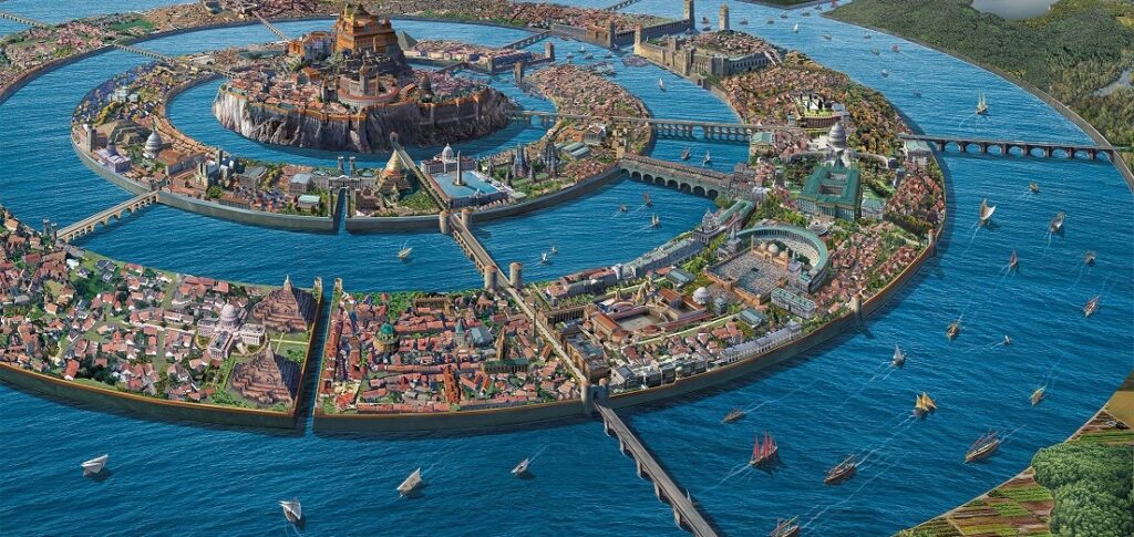 Atlantis as imagined by the artist Gosta Lindwall (detail)